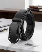Men’s Genuine Leather Belt with Classic Metal Buckle, Adjustable Casual and Formal Waist Belt for Jeans, Trousers and Office Wear