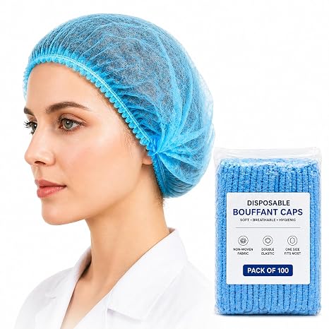 KODENIPR CLUB Hair Cap Stretchable Blue Bouffant Caps/Cooking Caps (400 Pieces)