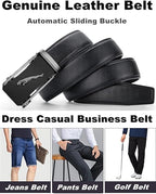Contacts Genuine Leather Belt for Men with Easier Adjustable Autolock Buckle - Micro Adjustable Belt Fit Everywhere |Formal & Casual | Gift Box